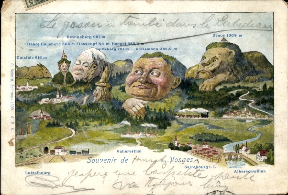 Artist Postcard Lutzelbourg Lorraine Moselle, mountain faces, Alverschwiller, Sarrebourg, Donon