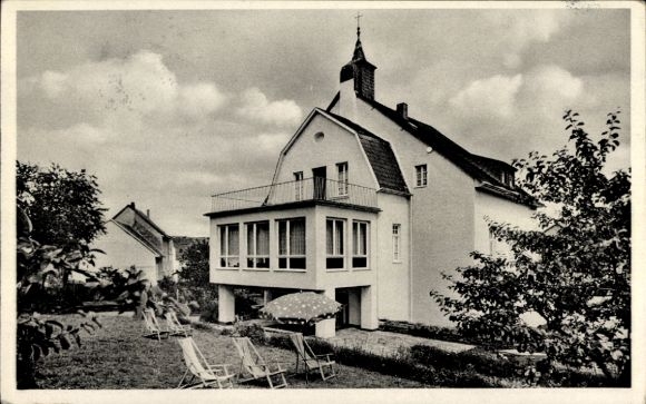 Postcard Stadtkyll in the Eifel, mothers' rest home St. Marienhaus, lawn
