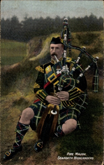Postcard Pipe Major, Seaforth Highlanders