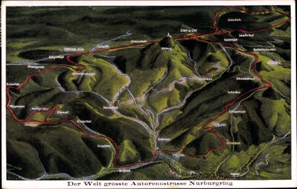 Maps Postcard Nürburg in the Eifel, The Nürburgring, car racing road