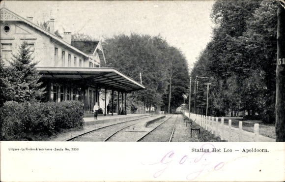 Ansichtkaart Apeldoorn Gelderland, station Het Loo, spoorzicht