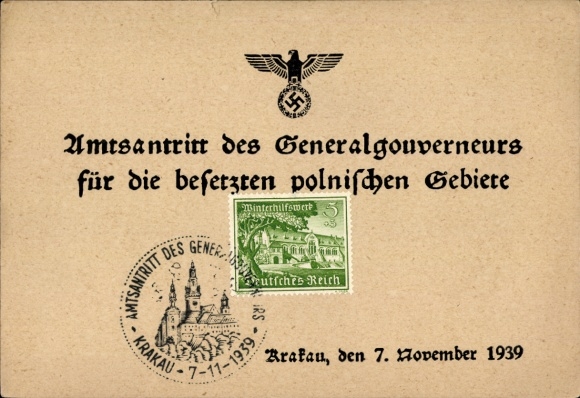 KP Kraków Kraków Polska, Inauguracja Gubernatora Generalnego dla okupowanych ziem polskich 1939