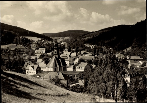 Postcard Schmiedeberg Dippoldiswalde in the Ore Mountains, panorama