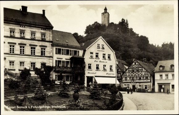 Postcard Bad Berneck in the Fichtelgebirge Upper Franconia, market square, guest house, Bube