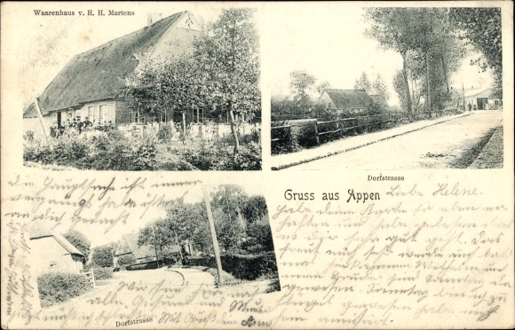 Ak Appen in Holstein, Warenhaus H. H. Martens, Dorfstraße