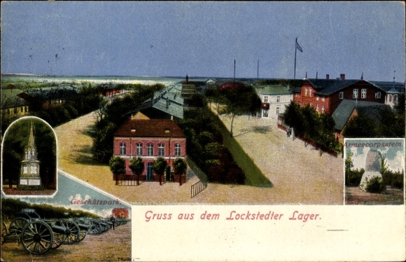 Ak Lockstedt in Sleeswijk-Holstein, Lockstedt-kamp, wapenpark, legerkorpssteen