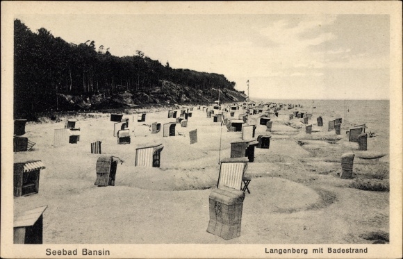 Postcard Baltic resort Bansin Heringsdorf on Usedom, Langenberg with a beach