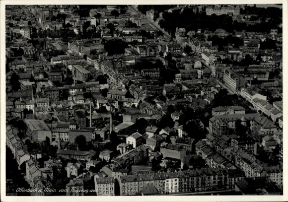 Postcard Offenbach am Main Hessen, aerial photograph of the city