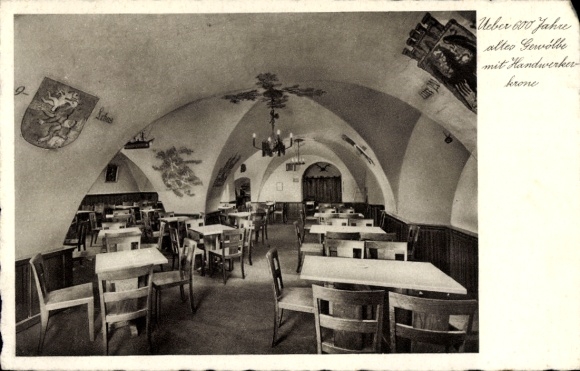 Postcard Fürstenwalde an der Spree, s restaurant, vaulted, 600 years old, craftsman's crown, Restaurant R