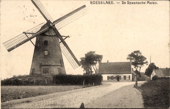 Postcard Roeselare Roeselaere Rousselare Roulers West Flanders, windmill