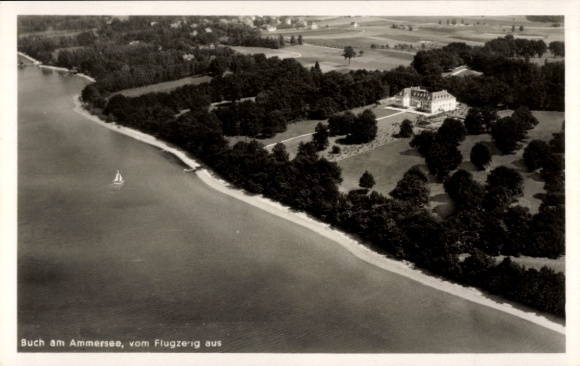 Postcard Buch Inning am Ammersee, aerial photograph