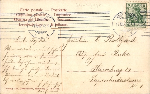 Ak Hamburg Borgfelde, kerk met Claus Groth Street, tram