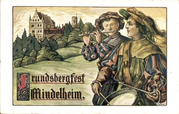 Artist Postcard Mindelheim in Unterallgäu, Frundsbergfest 1912