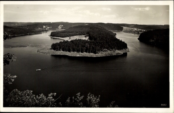 Postcard Schönbrunn Ebersdorf Thuringia, Heinrichstein on the Saale, Saale Dam