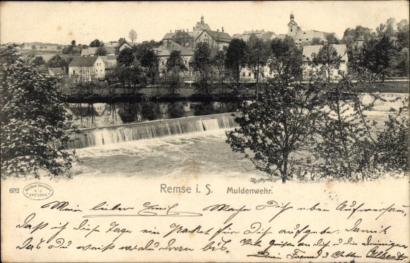 Postcard Remse at the Mulde, at the Muldenwehr