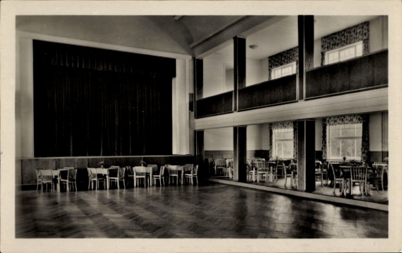 Postcard Finsterbergen Friedrichroda in the Thuringian Forest, FDGB recreation center Kurhaus, cultural hall