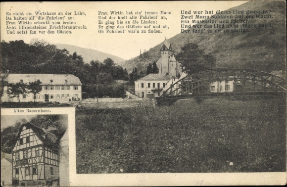 KP Dausenau an der Lahn, Steuers Wirtshaus, stary dom wiejski, na Lahn znajduje się zajazd...