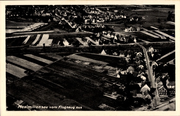 Ak Maximiliansau Wörth am Rhein, Fliegeraufnahme
