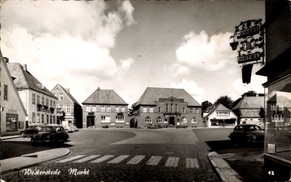 Postcard Westerstede in Oldenburg Ammerland, market, zebra crossing, Henken's Hotel