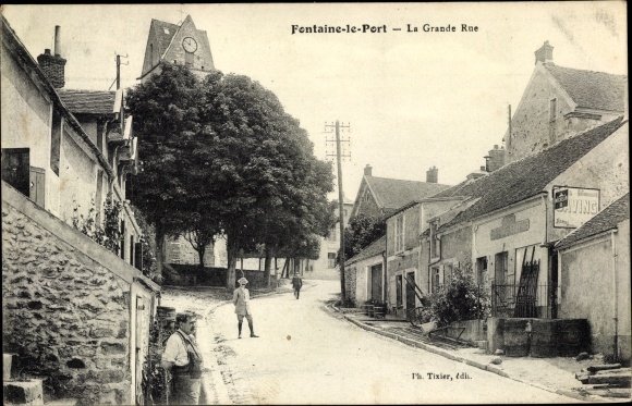 Ak Fontaine le Port Seine et Marne, La Grande Rue