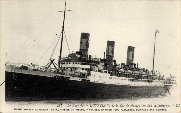 Ak passagiersschip Lutetia, Cie de Navigation Sud Atlantique