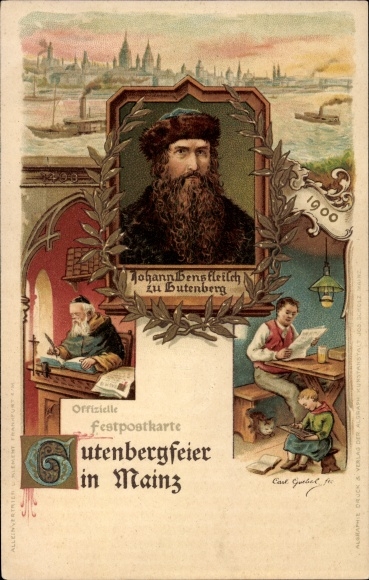 Künstler Ak Mainz am Rhein, Gutenbergfeier, Johann Gensfleisch zu Gutenberg
