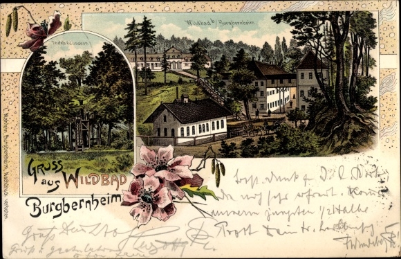 Chromo-Litho Wildbad Burgbernheim Middle Franconia Bavaria, devil's house, partial view