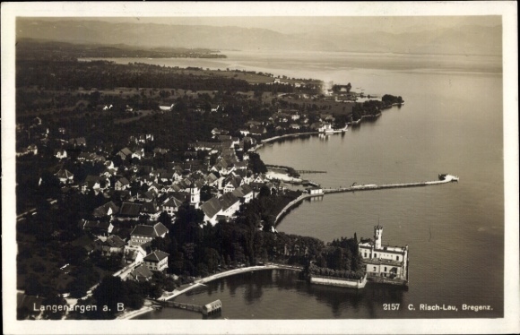 Ak Langenargen am Bodensee, Fliegeraufnahme, Panorama