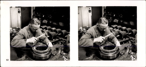 Stereo spatial image photo &quot;The NS model companies&quot;, III 53, No. 363, Hans Still, engine factory Hamburg