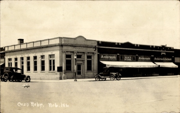 foto Ak Nebraska USA, gebouwen, straat, winkels