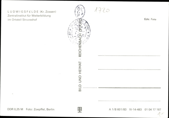 Postcard Struveshof Ludwigsfelde in Brandenburg, central institute for further education