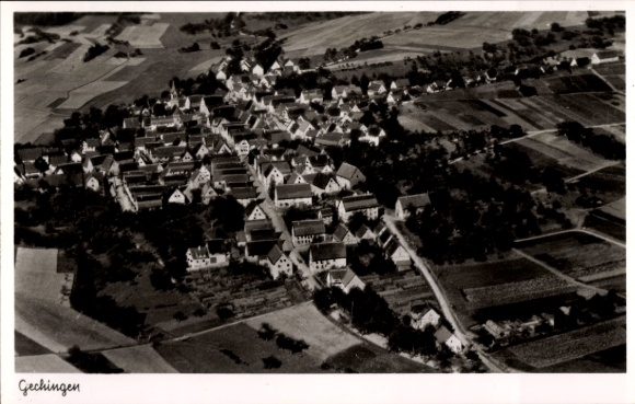 Postcard Gechingen in the Black Forest, aerial photograph