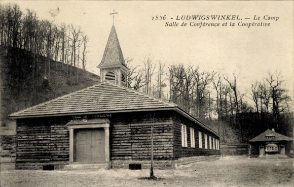 Postcard Ludwigswinkel in der Pfalz, wooden building, bell tower, meeting room, cooperative building