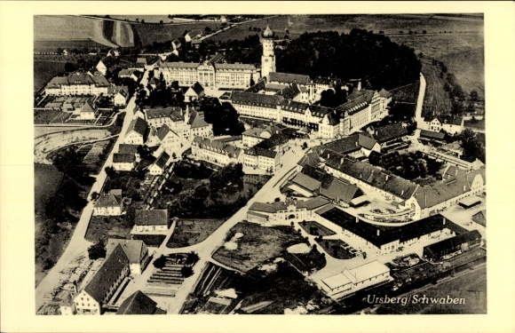 Postcard Ursberg in Schwaben, aerial photograph of St. Joseph's Congregation