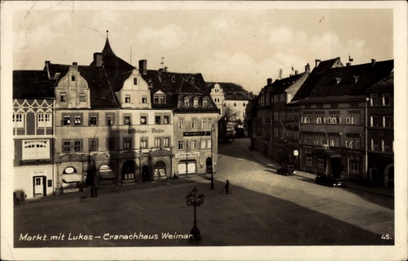 KP Weimar w Turyngii, rynek z Domem Lukasa Cranacha