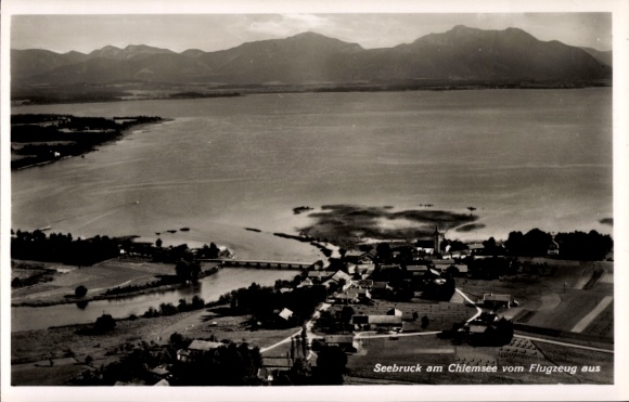 Postcard Seebruck am Chiemsee Upper Bavaria, aerial photograph