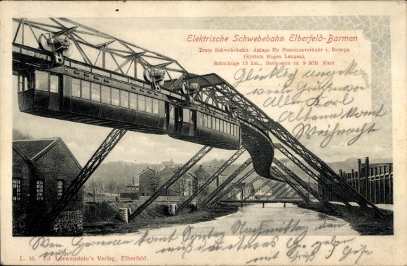 Postcard Wuppertal, Electric Suspension Railway Elberfeld Barmen
