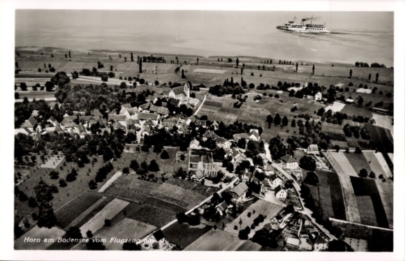 Postcard Horn Gaienhofen on Lake Constance, aerial photograph