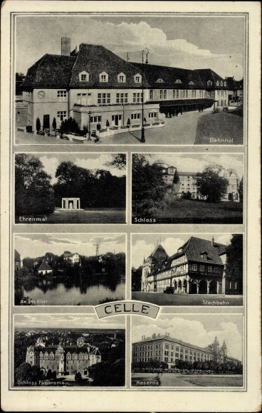 Ak Celle in Niedersachsen, Kaserne, Bahnhof, Schloss, Ehrenmal