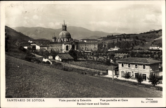 Postcard Loyola Baskenland Spanien, Loyola Shrine, Partial View and Station