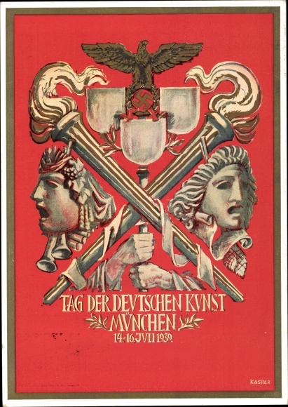 Postal stationery artist PC Kaspar, Munich, Day of German Art, 14-16. July 1939