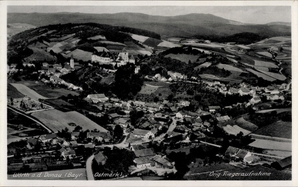Ak Wörth an der Donau Oberpfalz Bayern, Fliegeraufnahme