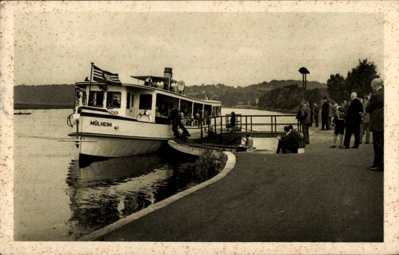 Postcard Mülheim an der Ruhr, Ruhr boat at the Hahnenfähre