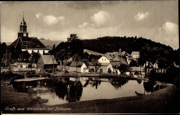 Ansichtkaart Weissbach Saksen, overzicht