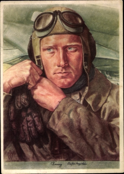 Artist PC Willrich, Wolfgang, reconnaissance pilot, Luftwaffe, portrait, II. WW