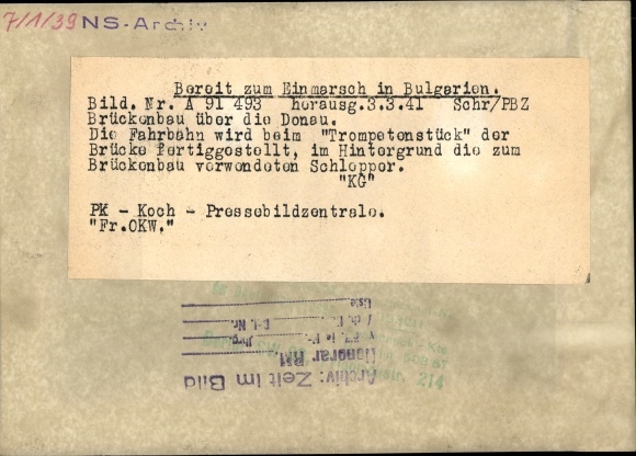 Foto Deutsche Wehrmacht, Brückenbau über die Donau, Bereit zum Einmarsch in Bulgarien, 1941