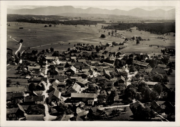 Postcard Huglfing in Upper Bavaria, aerial photograph