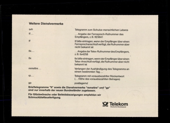 Michel No. 3349 (8) on telegram, Telekom
