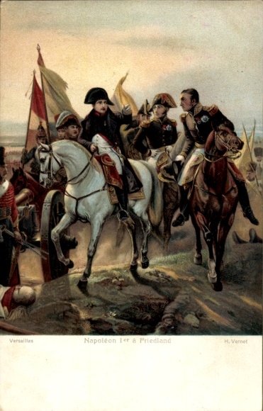 Artist Postcard Vernet, H., Napoleon I., Battle of Friedland