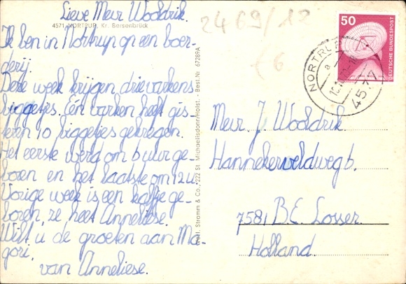 Postcard Nortrup in Lower Saxony, partial views, post office, church
